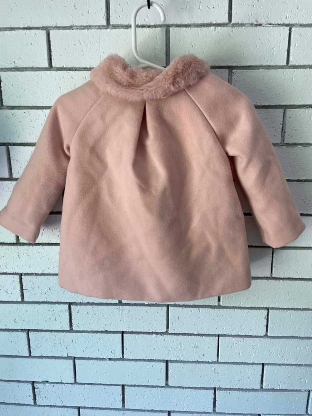 Tahari Girls 12 Month Pink Peacoat Faux Fur Collar Dress Coat - Picture 3 of 6